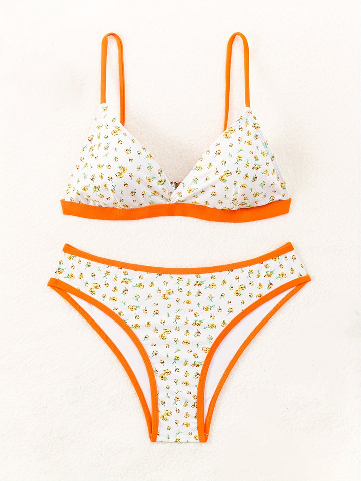 Dame blomster mønster bikini med raffineret skæring Skovae
