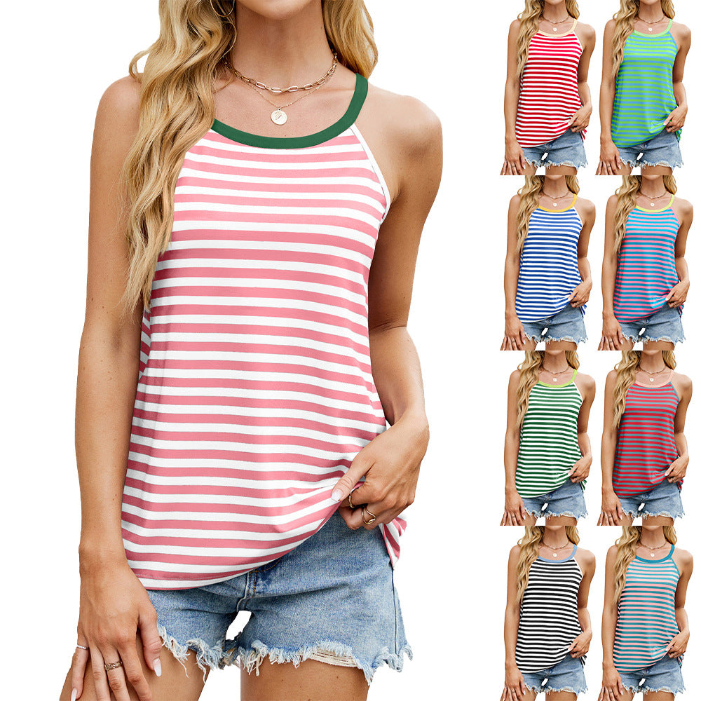 Stilla | Casual Kontrast Tank Top Løs Uden Ærmer Skjorte