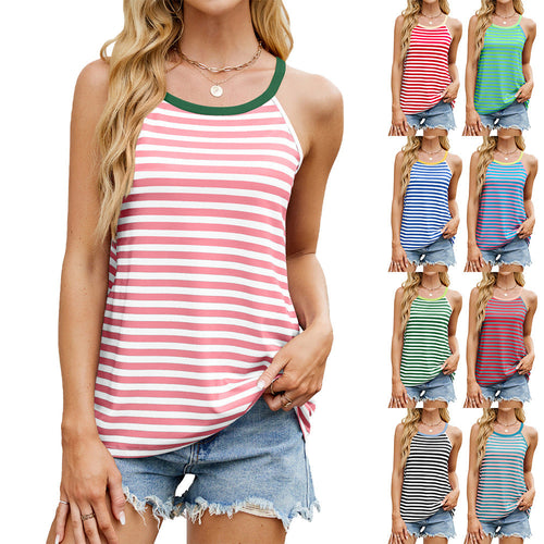 Stilla | Casual Kontrast Tank Top Løs Uden Ærmer Skjorte