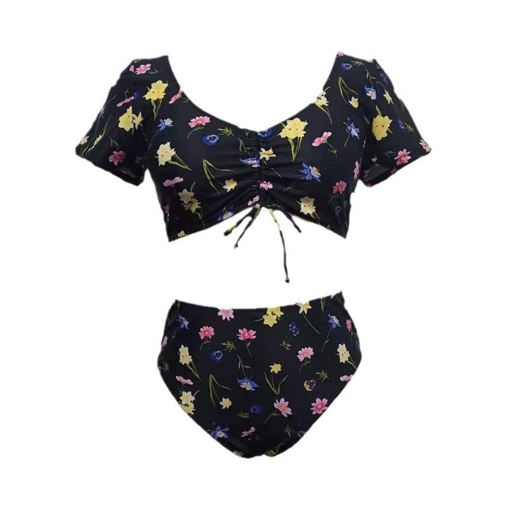 Dame bikini-sæt med blomster frills og høj talje slip Skovae