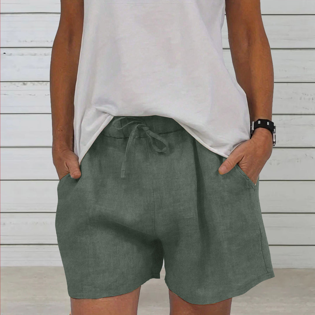 Dame Fritids Linned Shorts Stilla