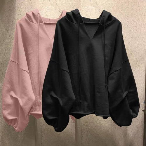 Dame Oversized V-Hals Hoodie Sweatshirt Stilla