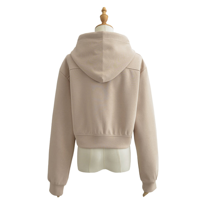 Dame Cropped Hættepullover i blødt Sweatstof med praktiske Kængurulommer Stilla