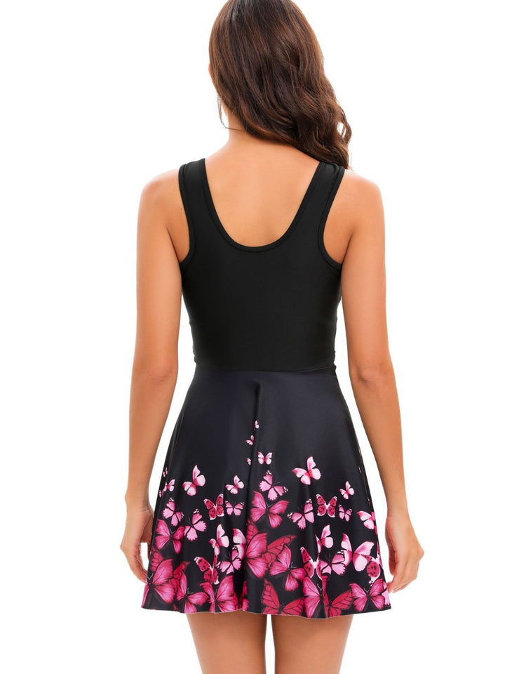 Dame sommerfugletryk Fit and Flare kjole Stilla