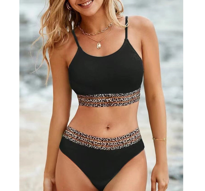 Dame Højtaljede Bikini-sæt med stilfulde Leopardstriber Stilla