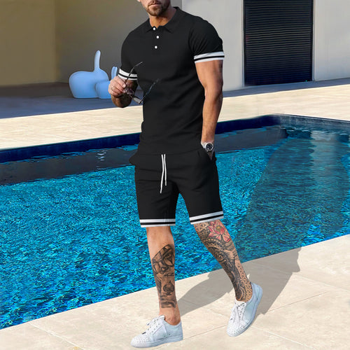 Herren afslappet fritids-sæt med polo-shirt og shorts Stilla