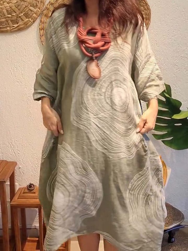 Dame tunika-kjole med unikt mønster og rummelig snit Stilla