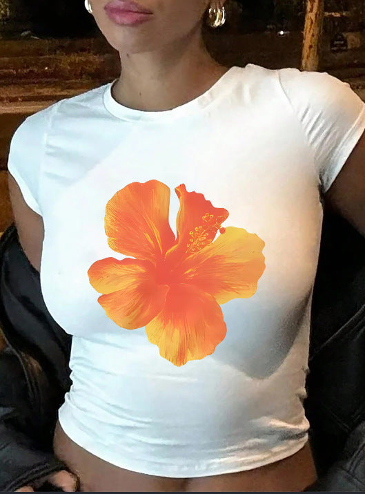 Dame Crop-T-shirt med kreative sløjfe-detaljer Skovae