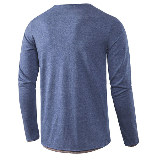 Herrer Langærmet Henley Shirt med stilfulde kontrastknapper og moderne snit Stilla