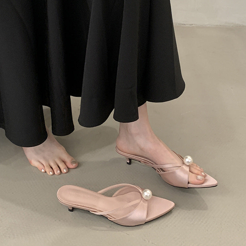 Damer elegante Slingback-hæle med perleaccent Stilla
