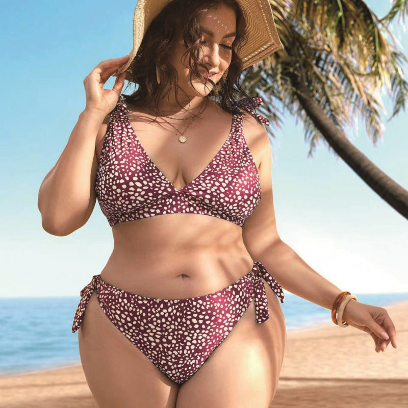 Damer triangel-bikini med legende sløjfer og moderne mønster Skovae