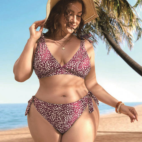 Damer triangel-bikini med legende sløjfer og moderne mønster Skovae