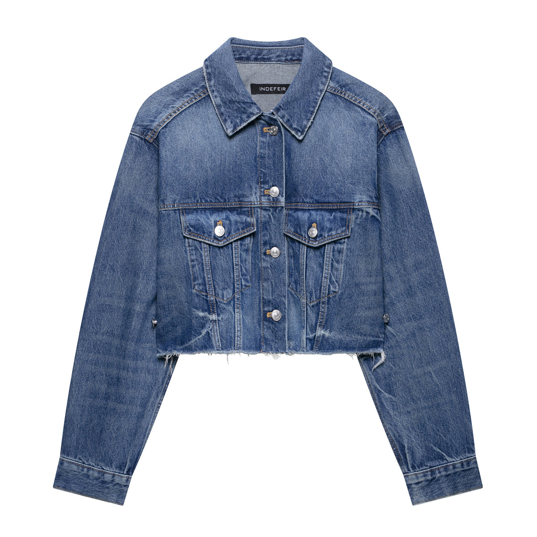 Femme Cropped Denimjakke med klassisk design Stilla
