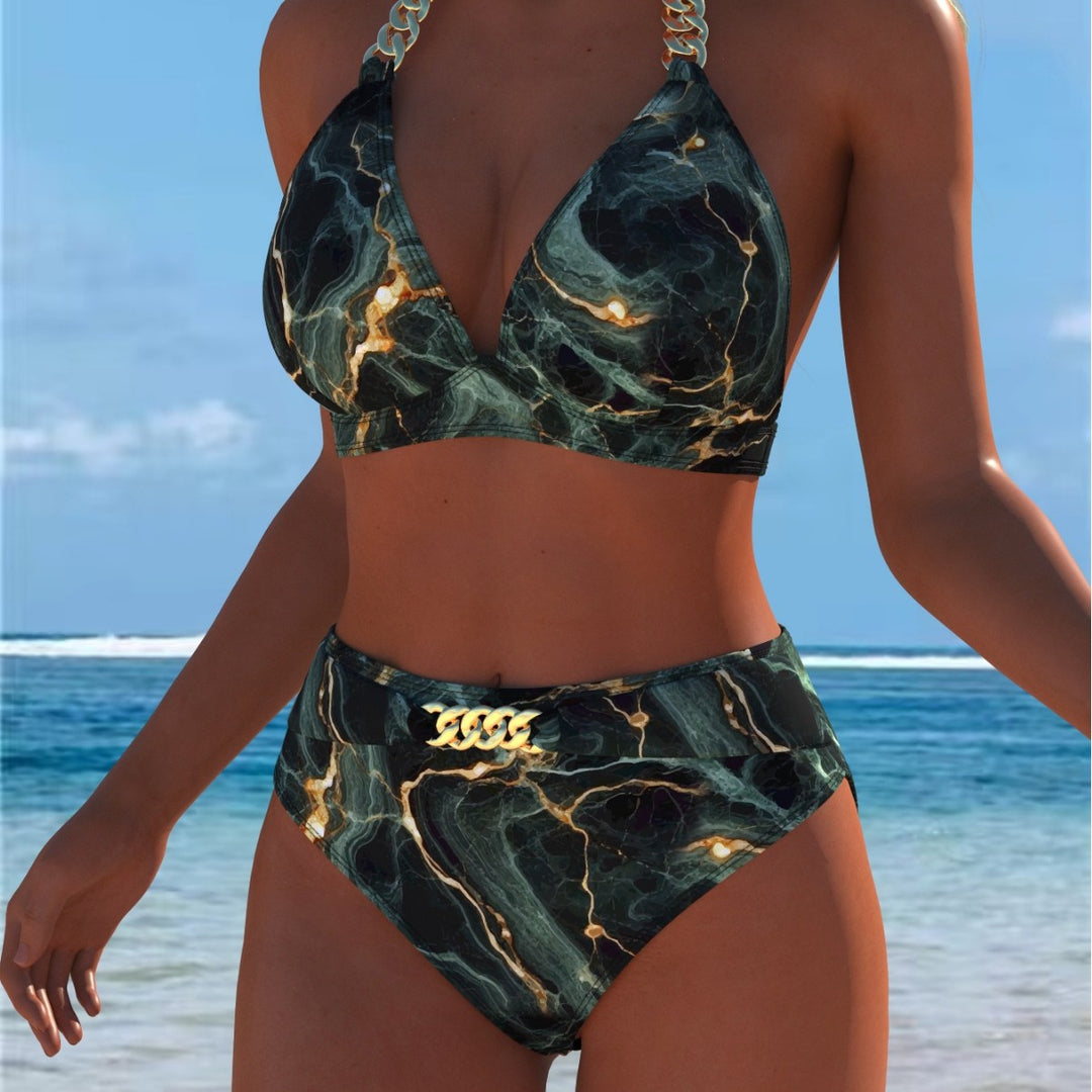 Dame Bikini med luksuriøst marmor mønster og fine detaljer Skovae