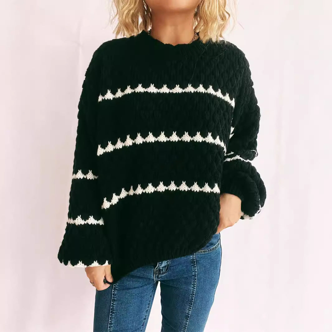 Kvinders chunky striktrøje med moderne mønster og afslappet pasform Stilla