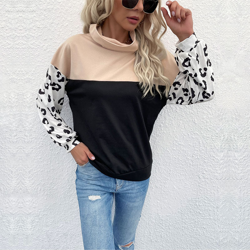 Damer mode sweatshirt med dyreprint og høj krave Stilla