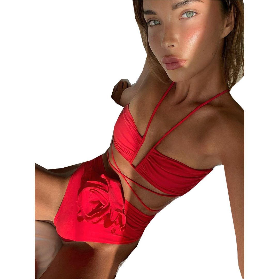 Dame Bikini-sæt med elegant rynkning og florale accenter Stilla