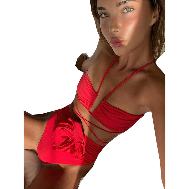 Dame Bikini-sæt med elegant rynkning og florale accenter Stilla
