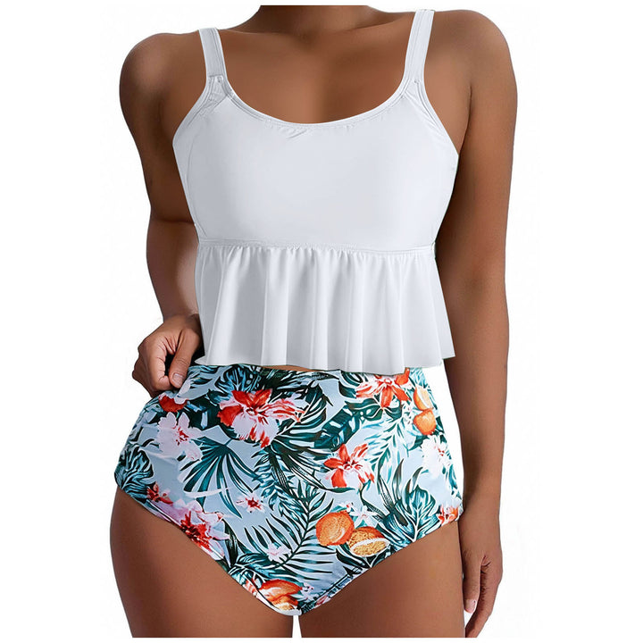 Dame bikiniset med voluminøs top og højt skårne shorts Stilla