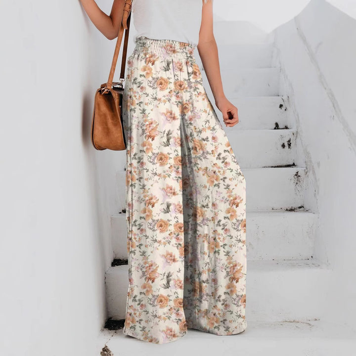 Dame blomsterprint brede bukser Stilla