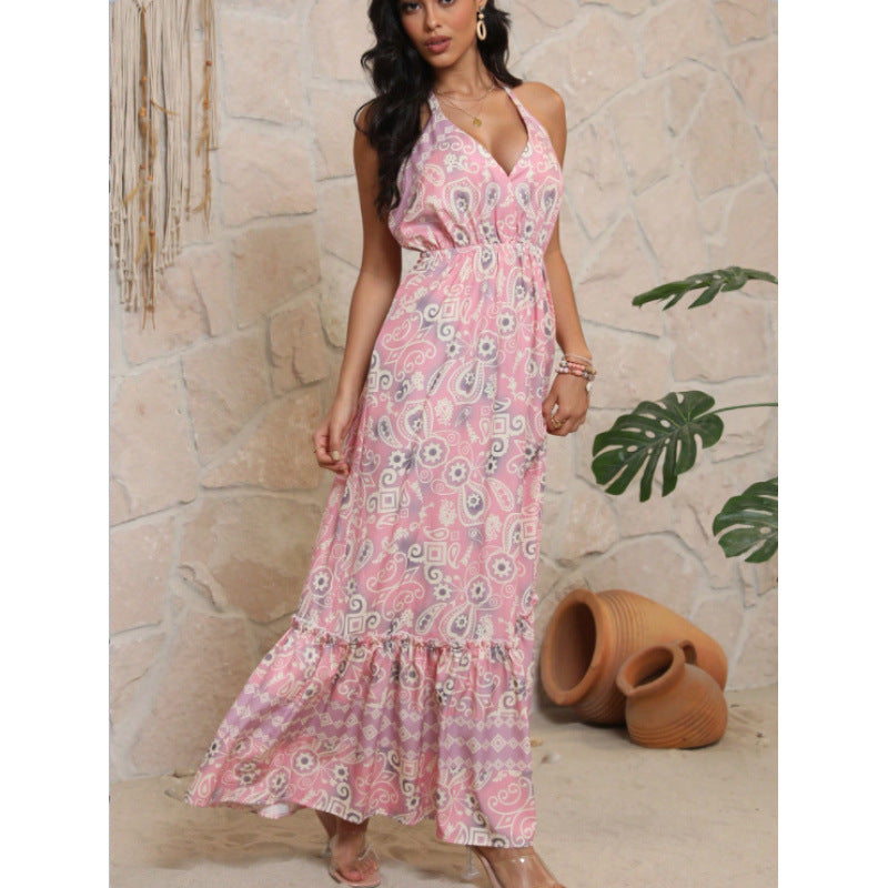 Dame Maxi Kjole med Bohemian Tryk Stilla