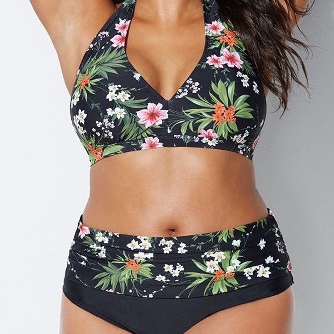 Dame Højtaljet Floralprint Bikini Sæt Stilla