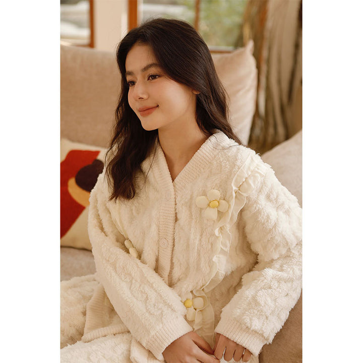 Dame hyggelig strik-Pyjamas med elegante detaljer Stilla