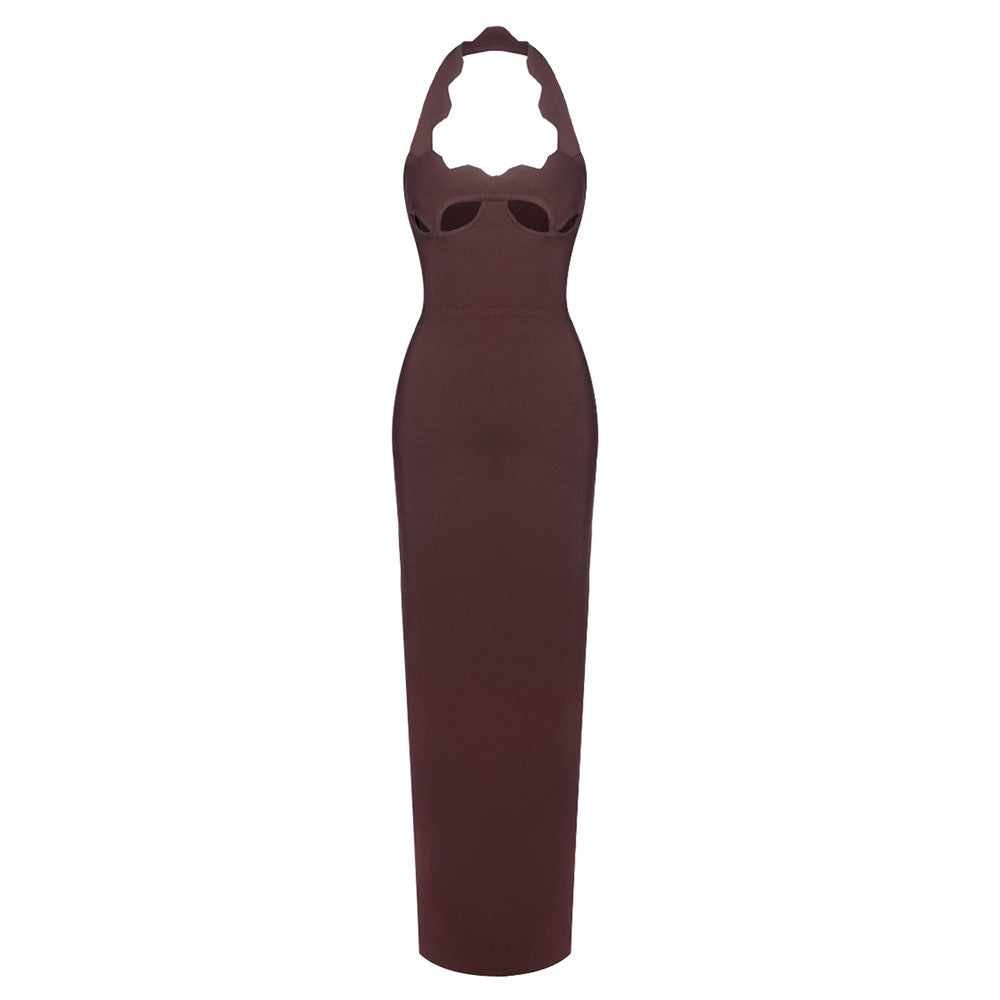 Dame maxikjole med innovativt cut-out design og sexy nøglehulsudskæring Skovae