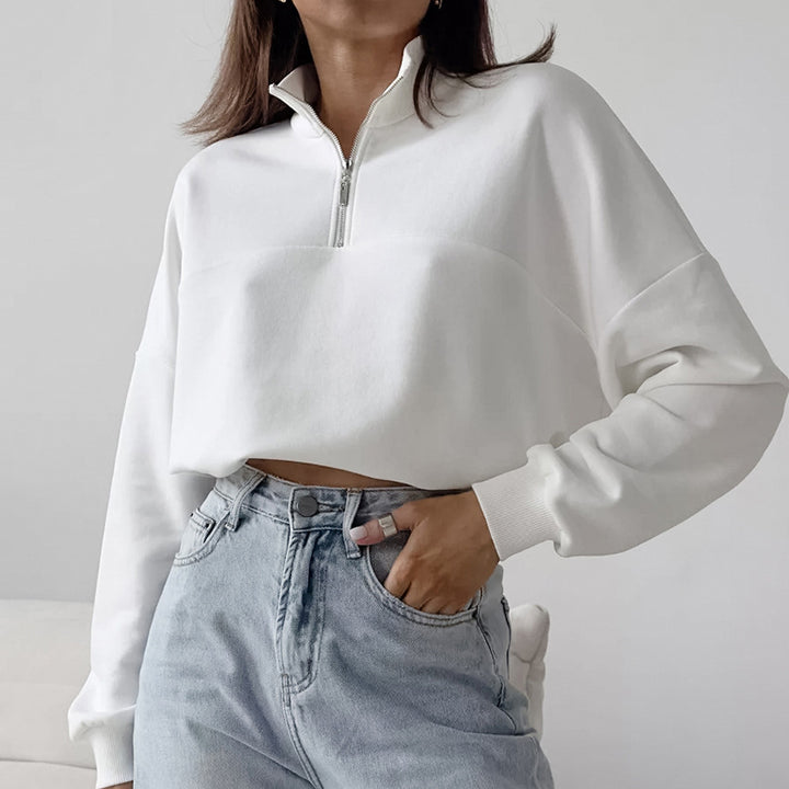 Damer Sporty Sweatshirt med lynlås Stilla