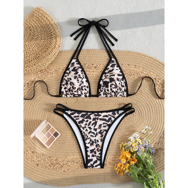 Dame Triangle-top og justerbart snøre-bikini-sæt Stilla