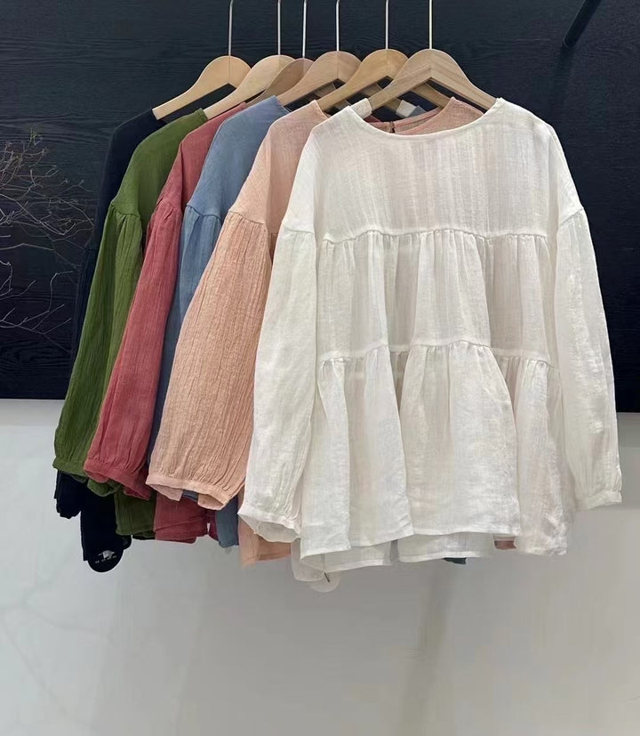 Femme Relaxed Fit Peplum-top med lange ærmer Stilla