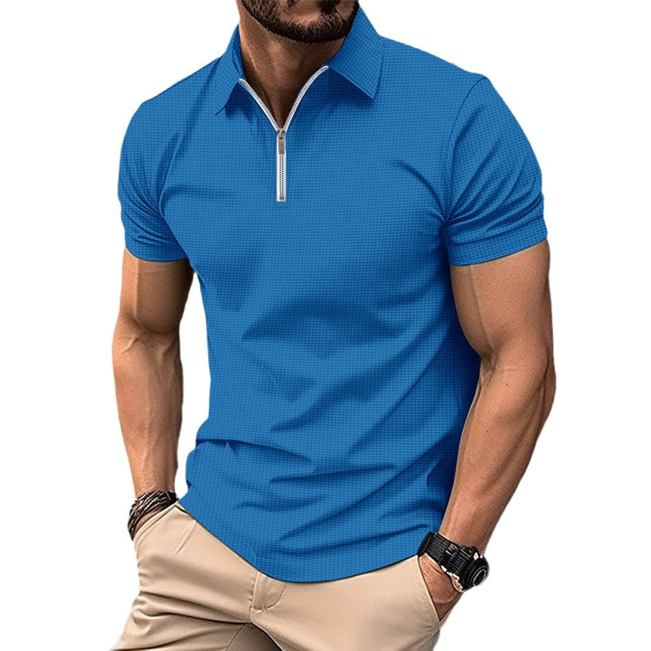 Herrer polo t-shirt med modern lynlås og struktureret design Stilla