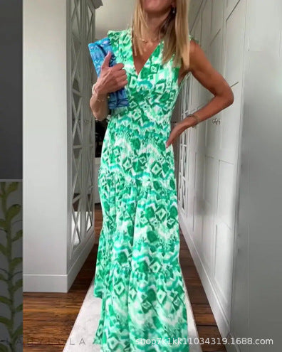 Dame maxikjole med legende mønster Stilla