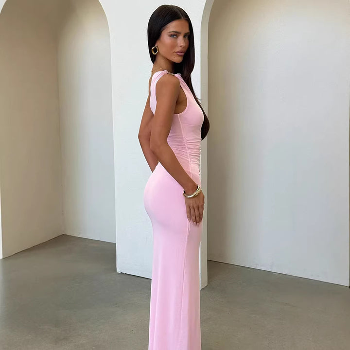 Damer Elegant Maxikjole med asymmetrisk design og raffinerede flæser Skovae