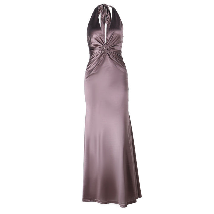 Damen glamouröses Maxikleid mit tiefem V-Ausschnitt und figurformendem Design Skovae
