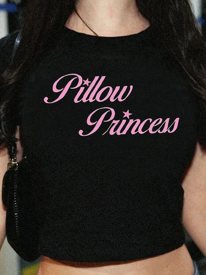 Dame Crop-T-shirt med inspirerende statementtryk Skovae