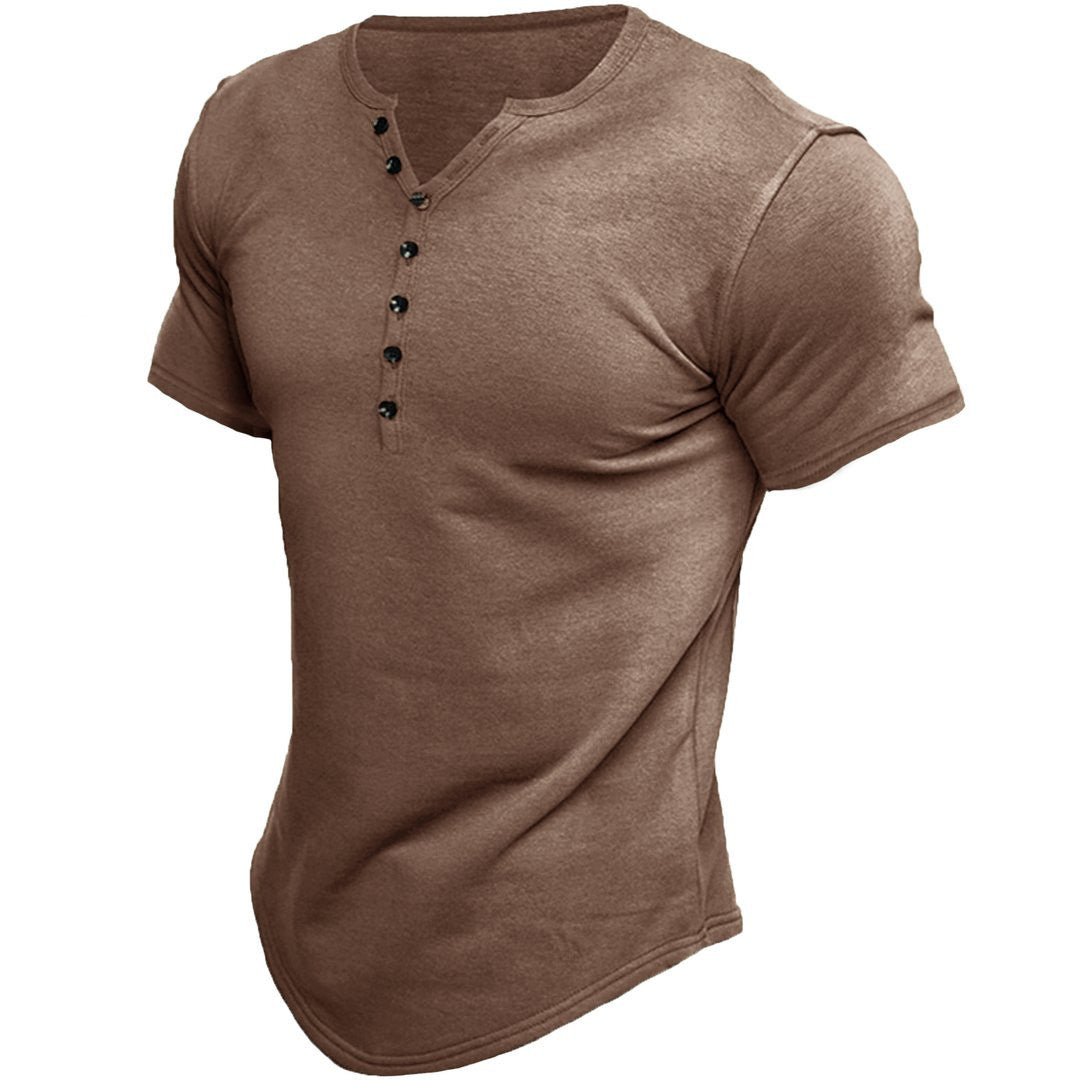 Herrer Fritid Kortærmet Henley T-shirt Stilla