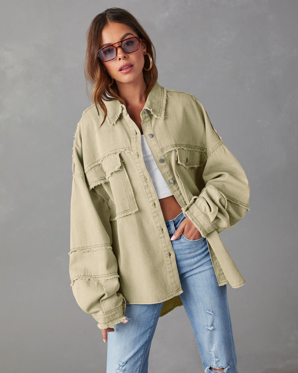 Femme Distressed Oversized Denim Jakke Stilla