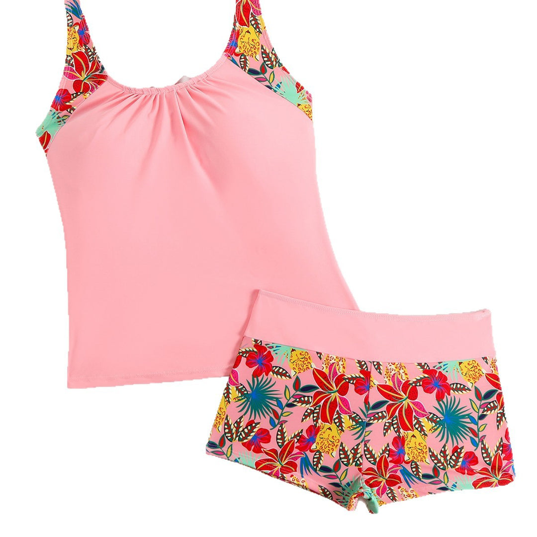 Dame Aktiv-badegarderobe med blomstret design og racerback-stropper