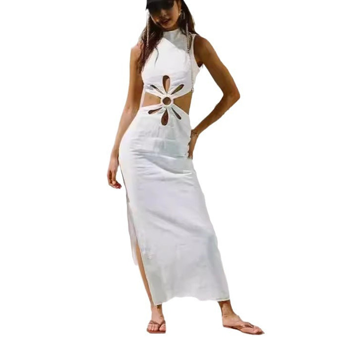 Dame maxikjole med elegante cut-out-detaljer og høj split Stilla