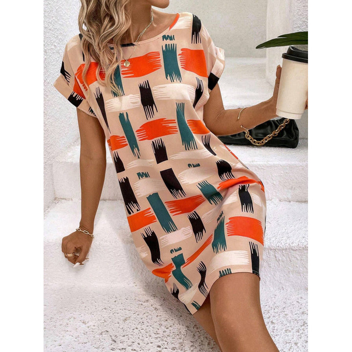 Femme Elegante Shift Kjole med abstrakt penselstræk Design Stilla