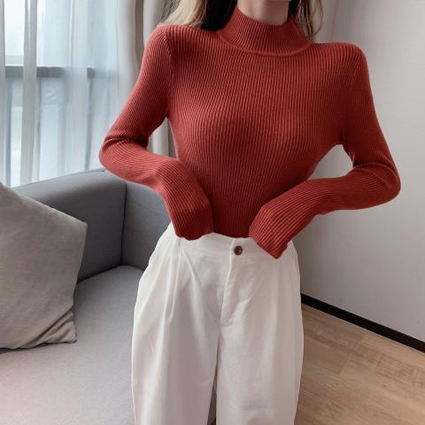 Dame mode højhalset sweater i ribstrik design Stilla