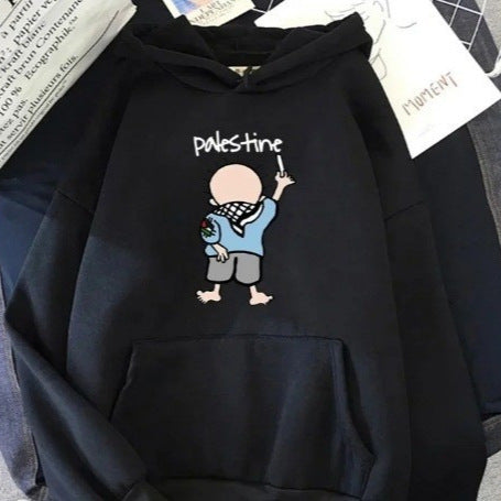 Dame hoodie med kreativt illustreret design Skovae