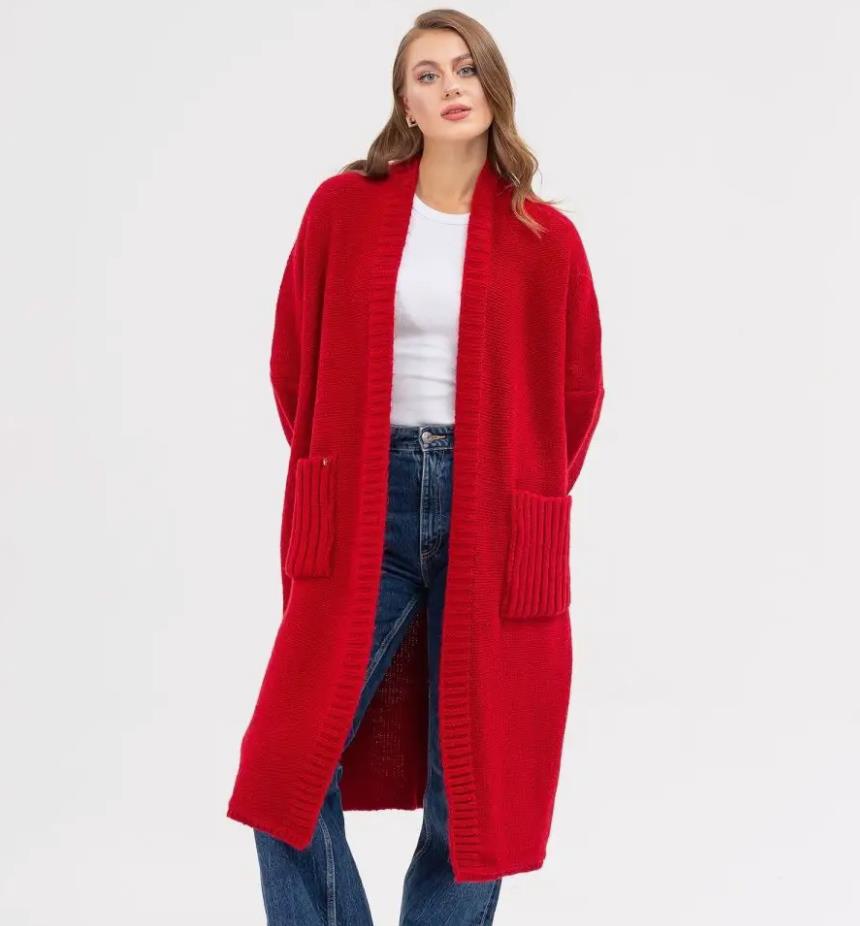 Dame Behagelig Strikfrakke med store lommer og oversized pasform Stilla