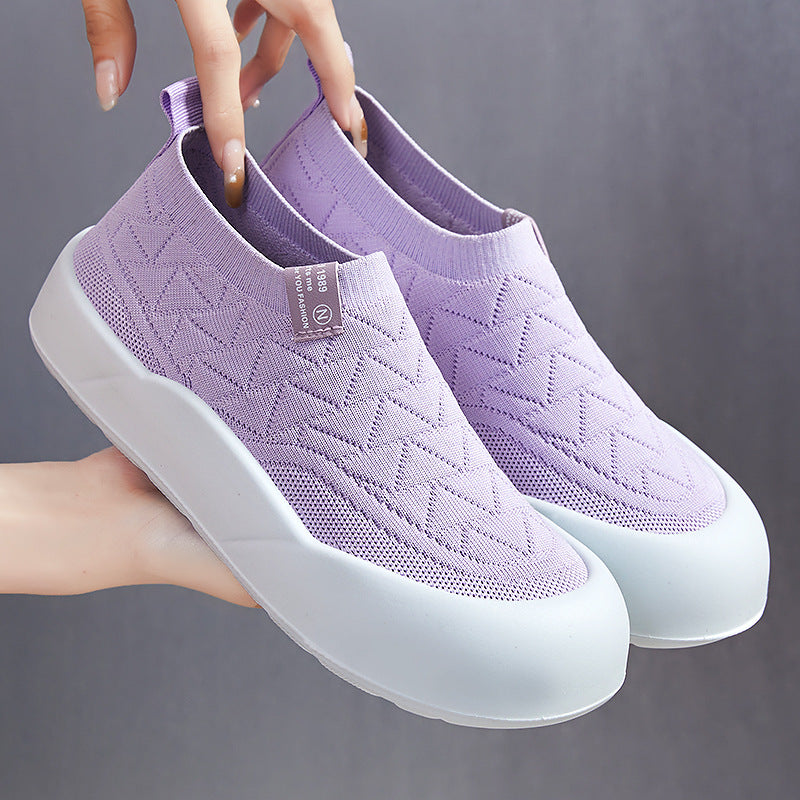 Dame Bequeme Slip-On Sneakers med elastisk strikstruktur og skridsikker sål Stilla