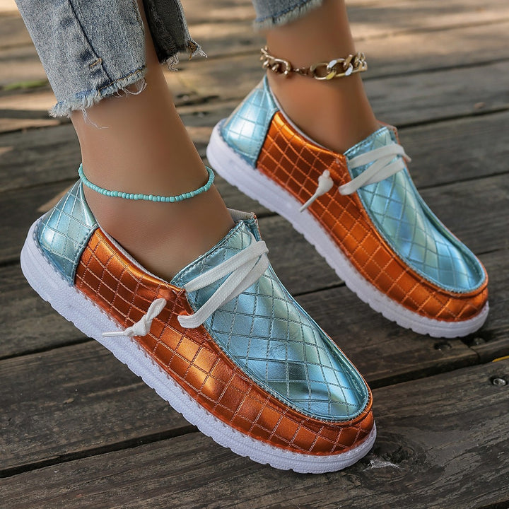 Damer mode fritidssneakers med glittrende overmateriale og raffineret dekorativ stikning Stilla