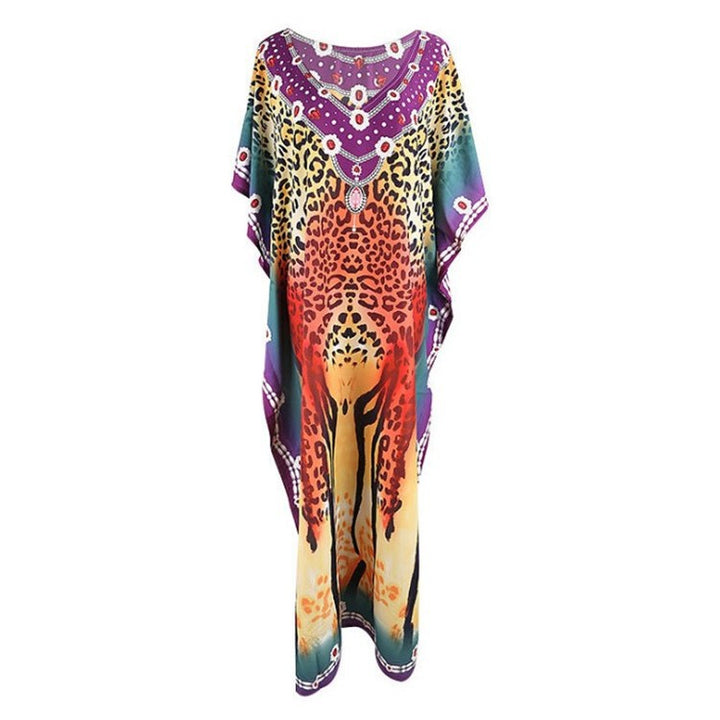 Dame Maxi-Kaftan med kunstnerisk tribal-mønster og elegant V-udskæring Stilla