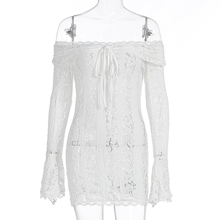 Dame spids top med off-shoulder design og lange ærmer Skovae