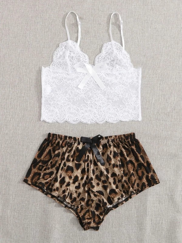 Dame Spids Bralette og Dyretryk Shorts Sæt Stilla