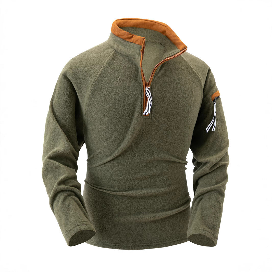 Herrer fleece-pullover med høj krave og lynlås Stilla